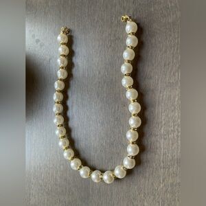 White pearl necklace with diamond, 17”